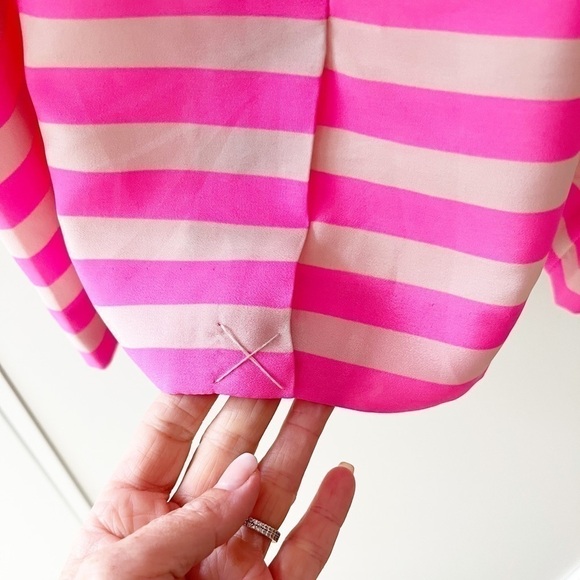 J Crew Bright pink and tan striped silk dress - Picture 5 of 6